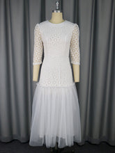 Elegant Mesh Patchwork Lace Hollow out Party Dress